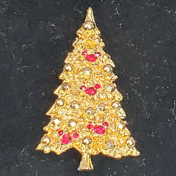 Disney Hidden Mickey Christmas Tree Brooch Pin 2.5" Signed - Picture 1 of 5